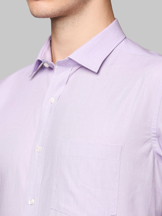 Park Avenue Men Violet Self Design Slim Fit Full Sleeve Semi Cut Away Collar Shirt