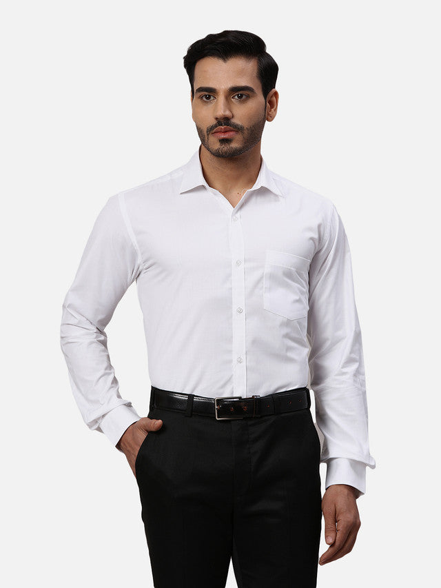Park Avenue White Slim Fit Full Sleeve Cotton Blend Shirt – MyRaymond