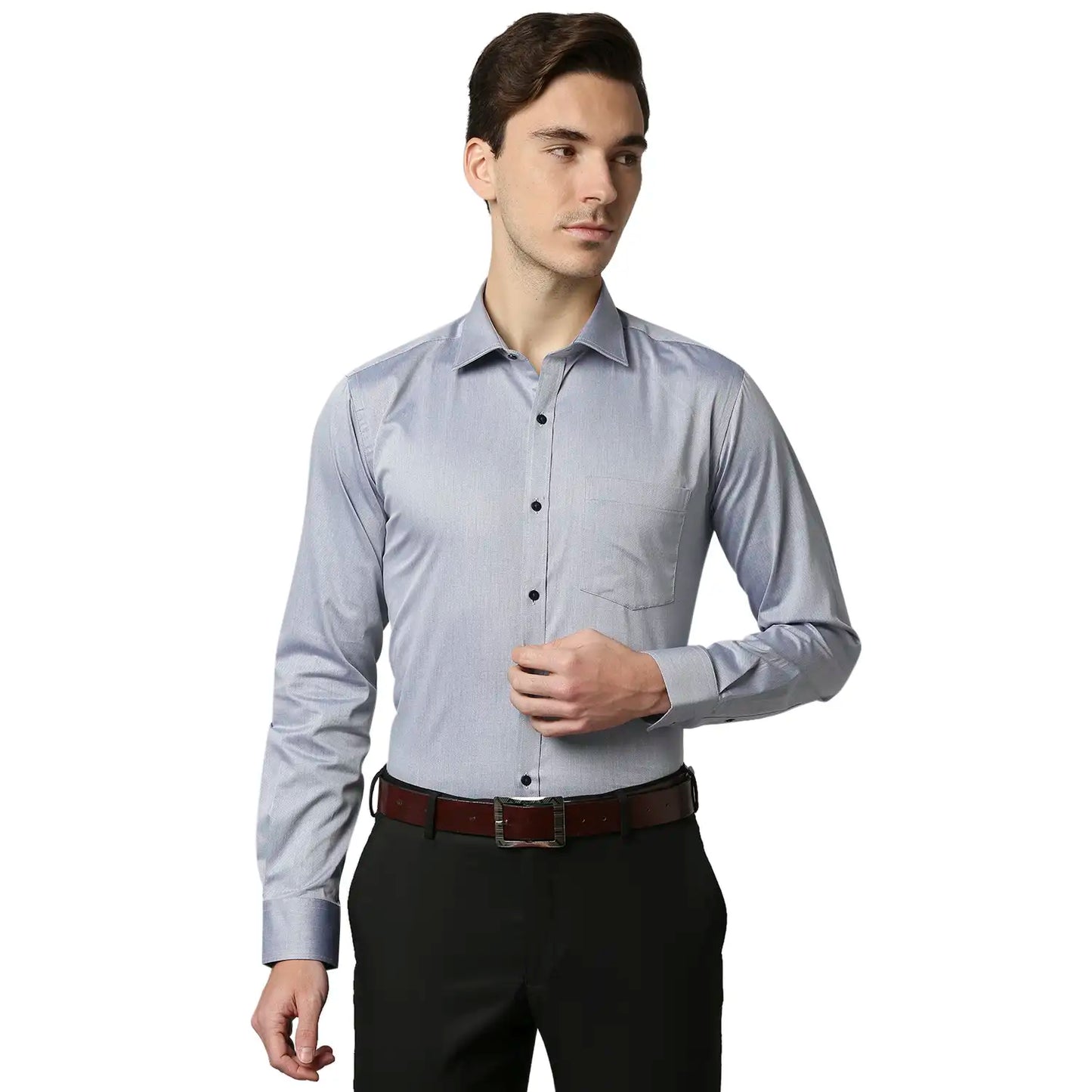 Men Slim Fit Dark Grey Shirt