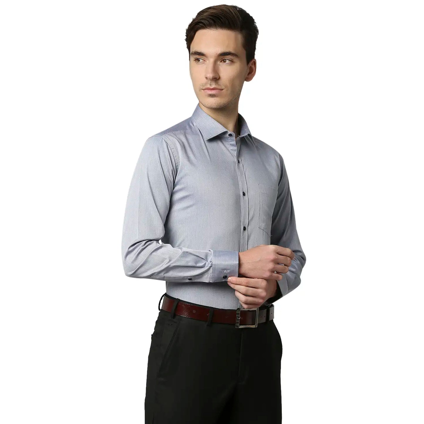 Men Slim Fit Dark Grey Shirt