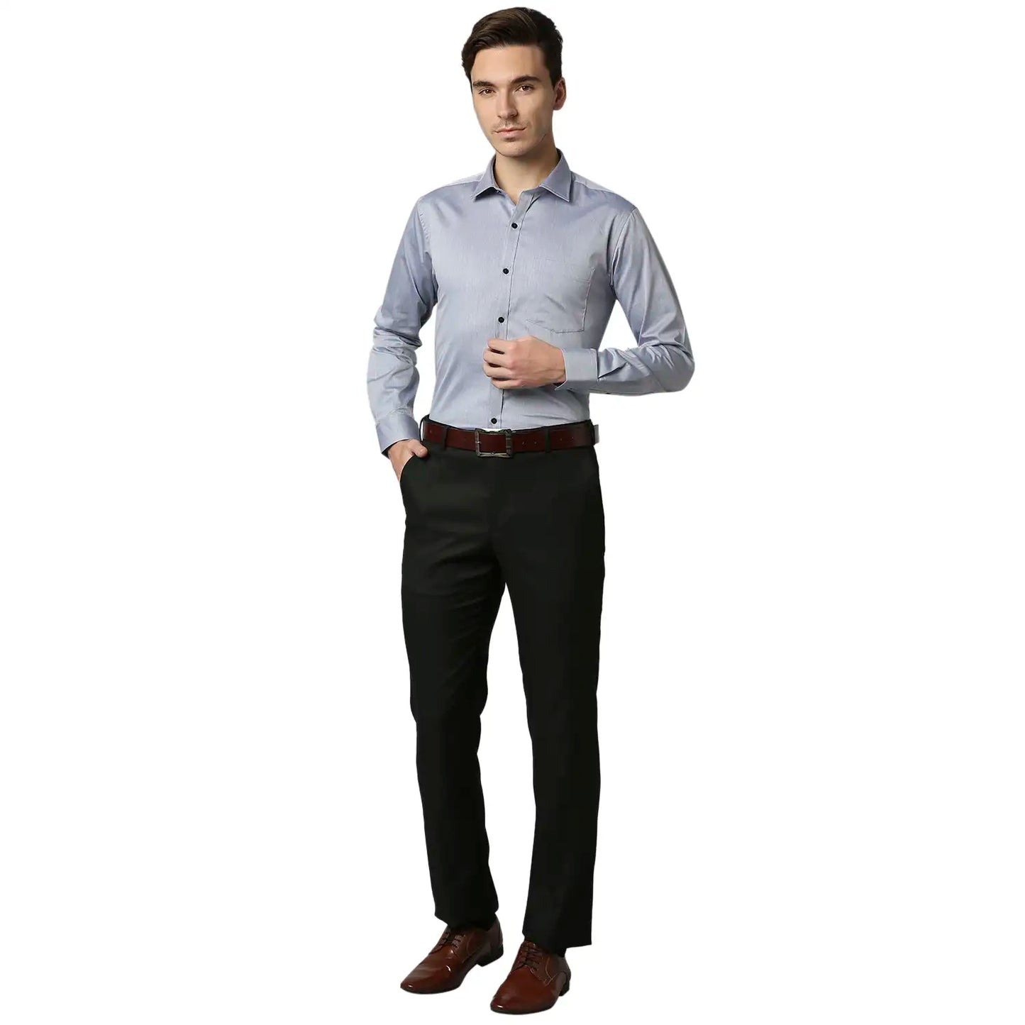 Men Slim Fit Dark Grey Shirt