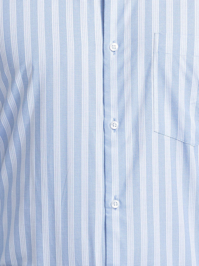 Park Avenue Blue Stripe Slim Fit Cotton Formal Shirt