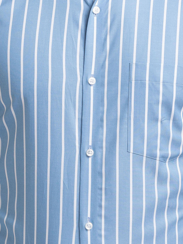 Park Avenue Blue Stripe Slim Fit Cotton Formal Shirt