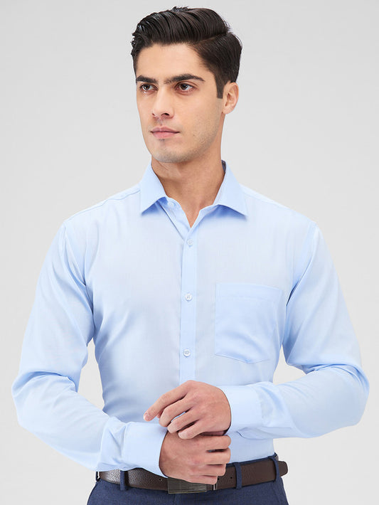 Park Avenue Blue Solid Slim Fit Cotton Formal Shirt