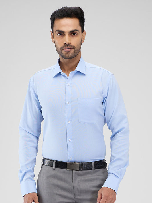 Park Avenue Blue Structure Slim Fit Cotton Formal Shirt