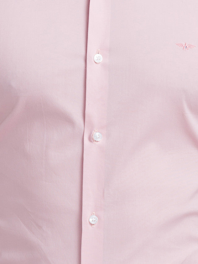 Park Avenue Men Pink Solid Slim Fit Cotton Blend Formal Shirt