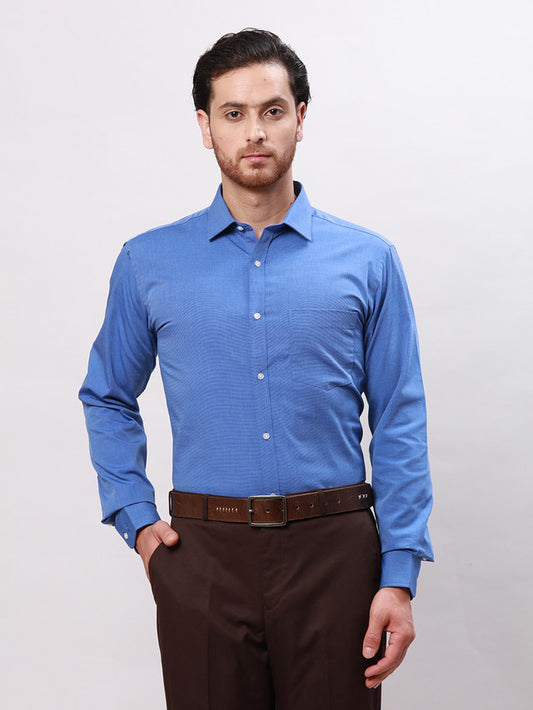 Park Avenue Blue Fil-A-Fil Slim Fit Cotton Formal Shirt