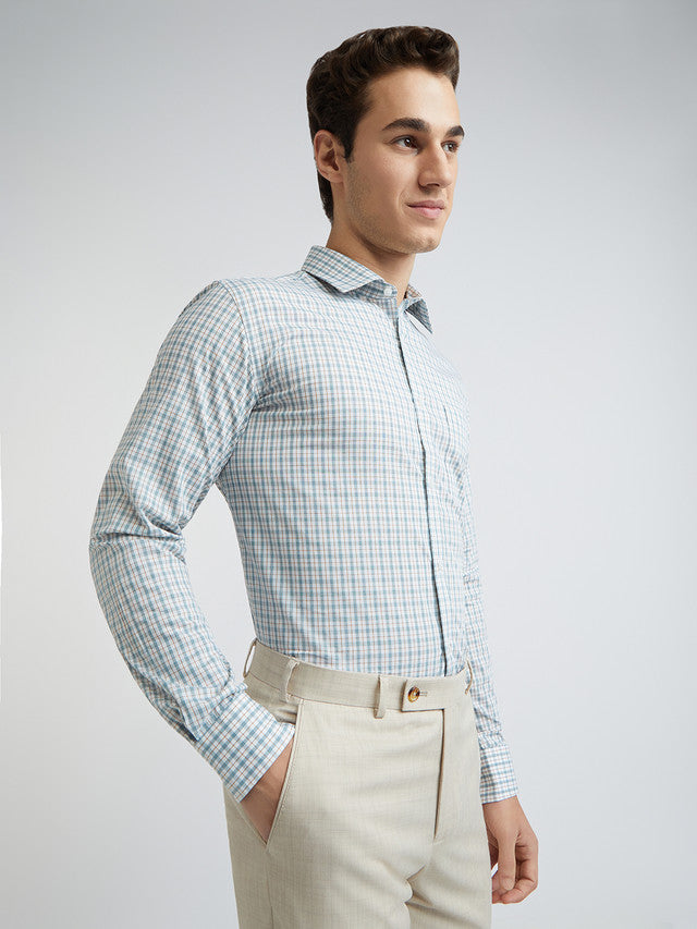 Men Green Slim Fit Checks Cotton Shirts