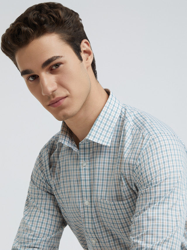 Men Green Slim Fit Checks Cotton Shirts