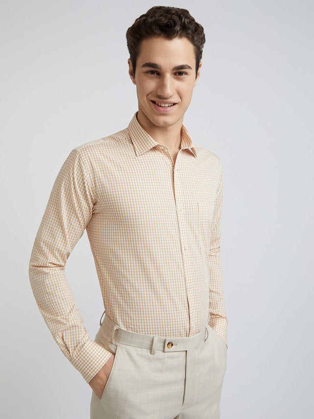 Men Fawn Slim Fit Checks Cotton Shirts