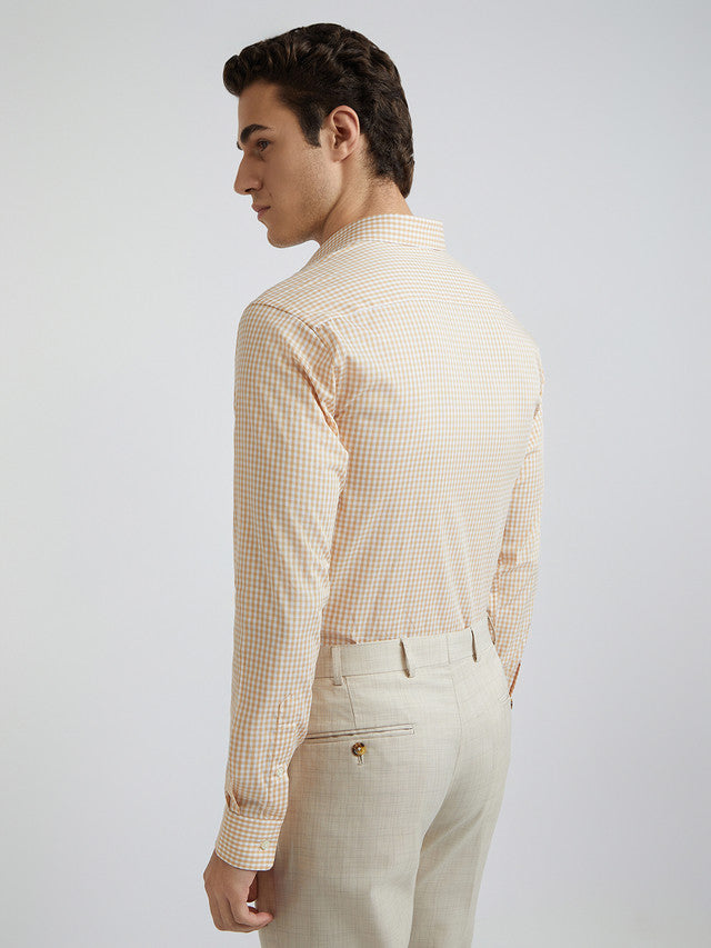 Men Fawn Slim Fit Checks Cotton Shirts