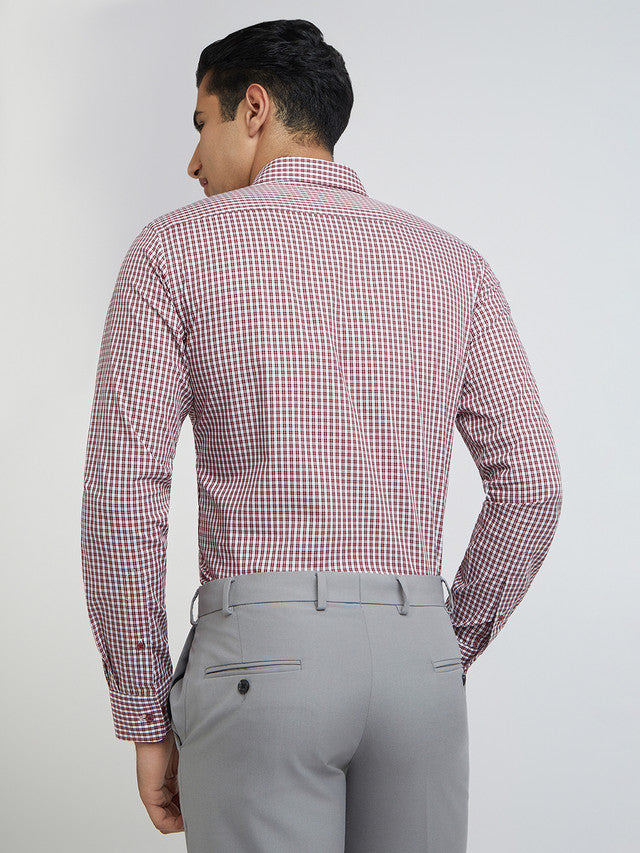 Men Maroon Slim Fit Checks Cotton Shirts