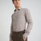 Men Brown Slim Fit Checks Cotton Shirts