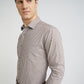 Men Brown Slim Fit Checks Cotton Shirts