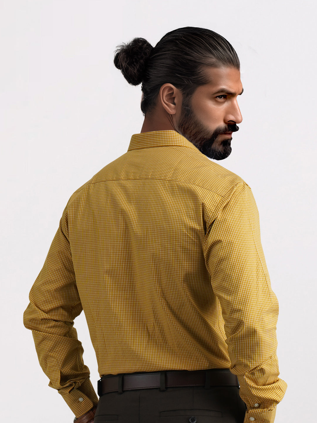 Men Yellow Slim Fit Checks Cotton Shirts