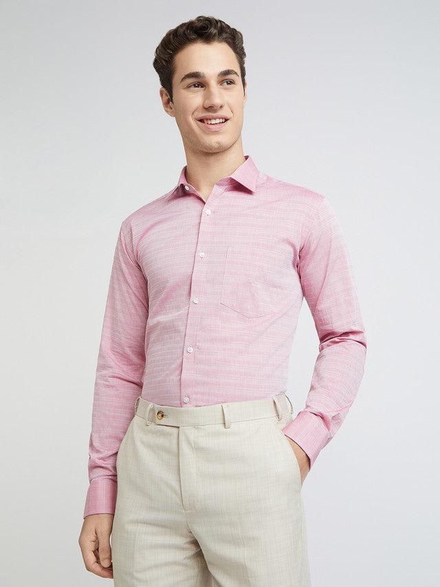 Men Red Slim Fit Stripe Cotton Shirts