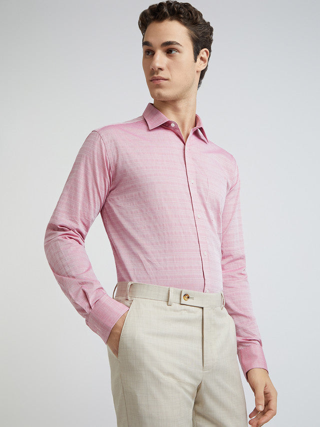 Men Red Slim Fit Stripe Cotton Shirts