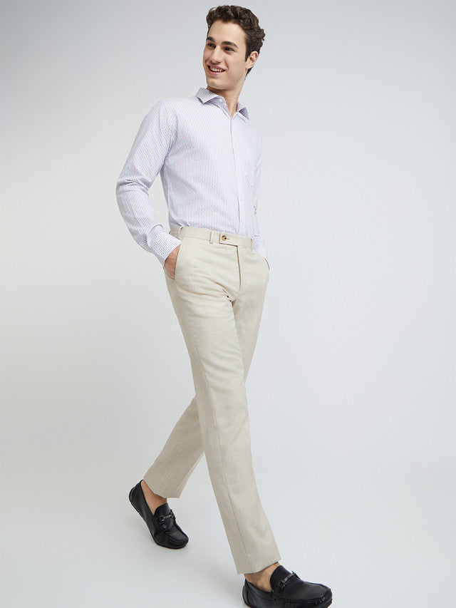 Men Violet Slim Fit Stripe Cotton Shirts