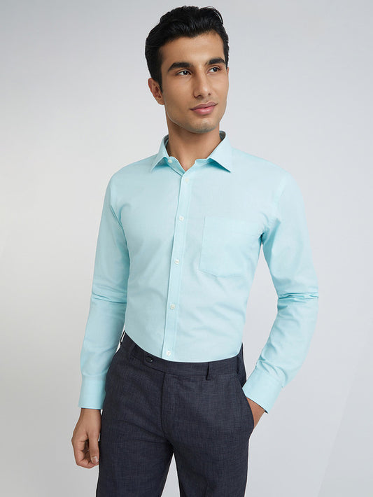 Men Green Slim Fit Fil-A-Fil Cotton Shirts