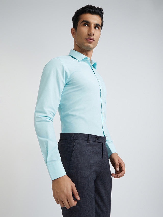 Men Green Slim Fit Fil-A-Fil Cotton Shirts