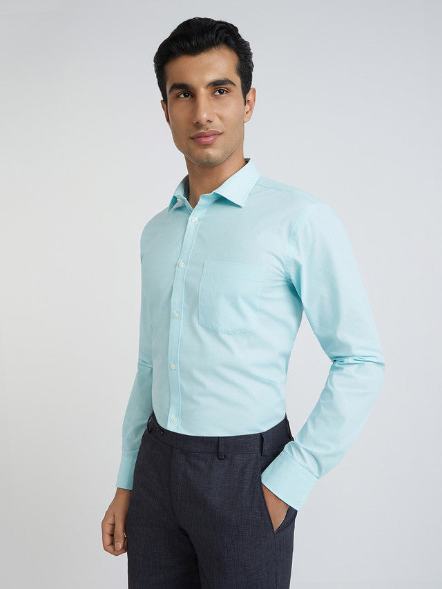 Men Green Slim Fit Fil-A-Fil Cotton Shirts