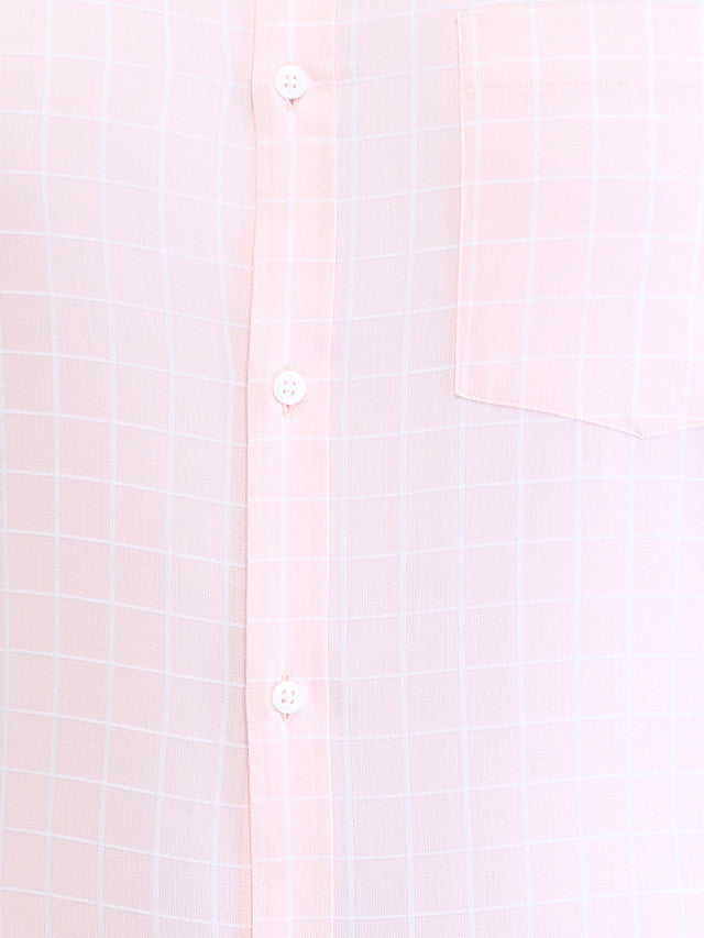 Park Avenue Men Pink Checks Slim Fit Cotton Formal Shirt