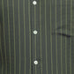 Park Avenue Men Green Striped Slim Fit Full Sleeve Semi Cut Away Collar Shirt