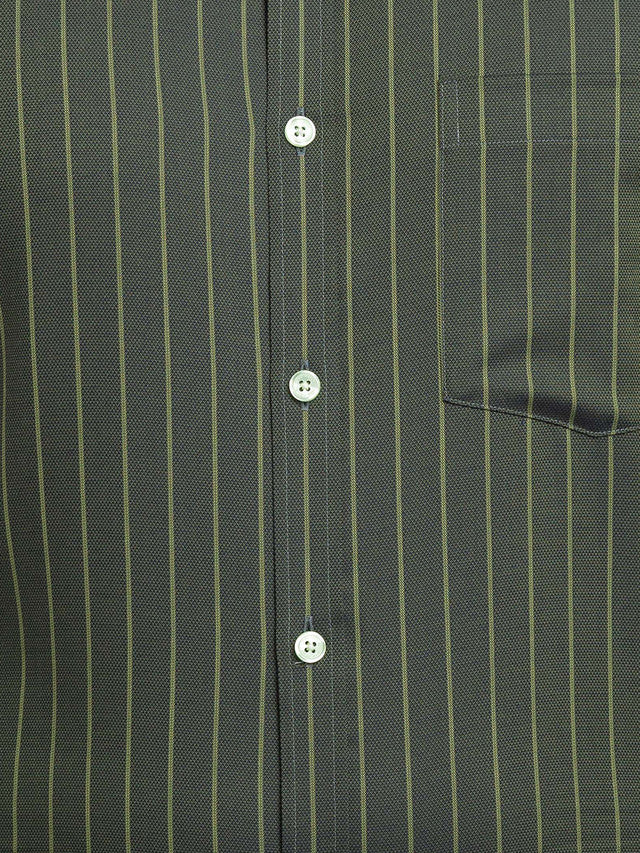 Park Avenue Men Green Striped Slim Fit Full Sleeve Semi Cut Away Collar Shirt