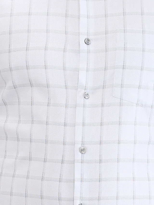 Park Avenue Grey Checks Slim Fit Cotton Formal Shirt