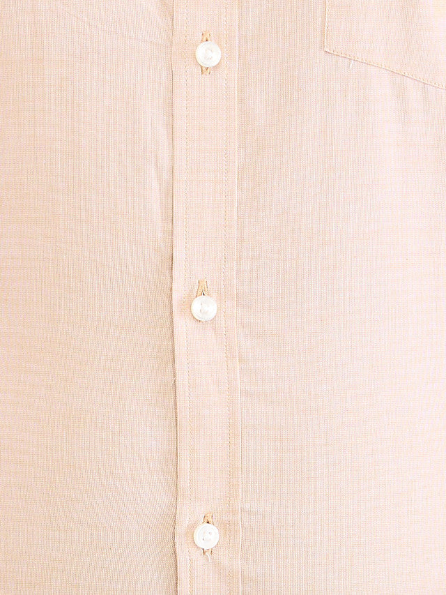 Park Avenue Beige Solid Slim Fit Cotton Formal Shirt