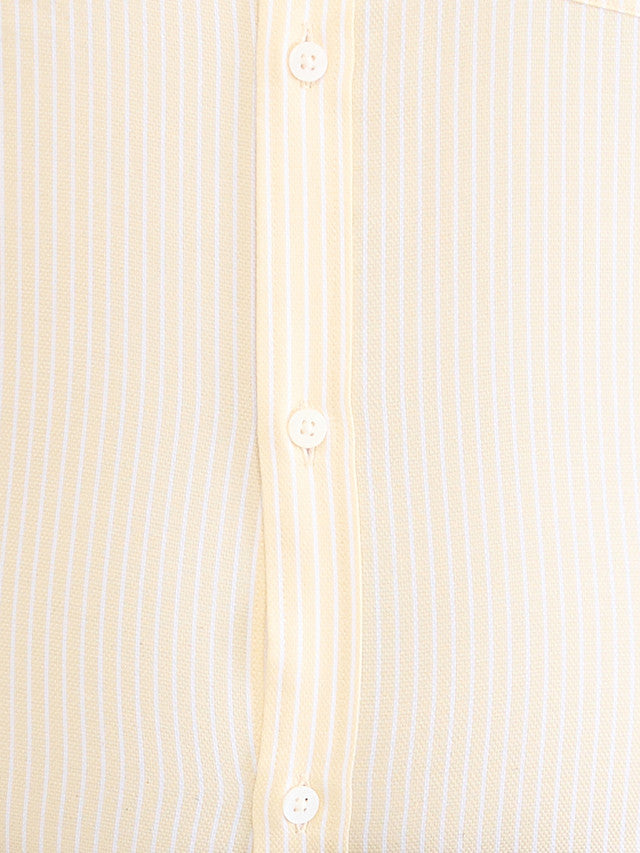 Park Avenue Yellow Stripe Slim Fit Cotton Formal Shirt