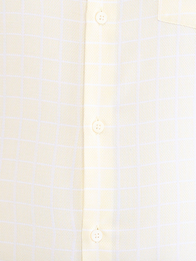 Park Avenue Yellow Checks Slim Fit Cotton Formal Shirt