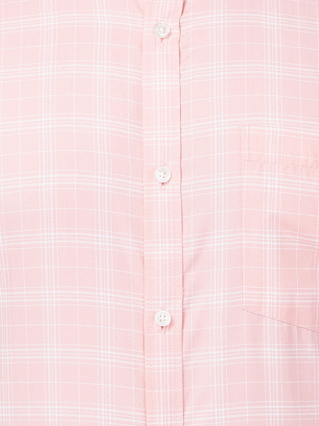 Park Avenue Men Pink Checkered Slim Fit Polyester Blend Formal Shirt