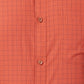 Park Avenue Men Orange Checkered Slim Fit Full Sleeve Semi Cut Away Collar Shirt