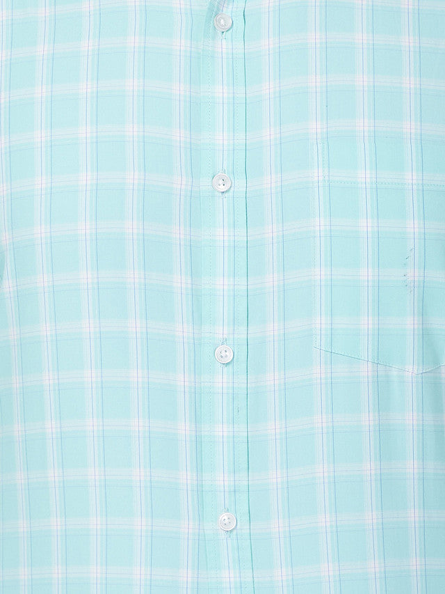 Park Avenue Blue Checks Slim Fit Cotton Blend Formal Shirt