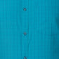 Park Avenue Men Blue Checkered Slim Fit Full Sleeve Semi Cut Away Collar Shirt