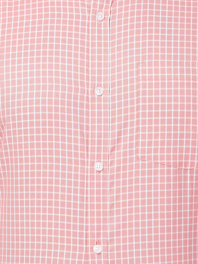 Park Avenue Men Pink Checks Slim Fit Cotton Blend Formal Shirt