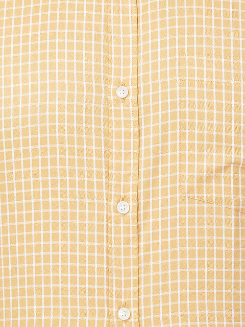 Park Avenue Men Yellow Slim Fit Checks Shirt