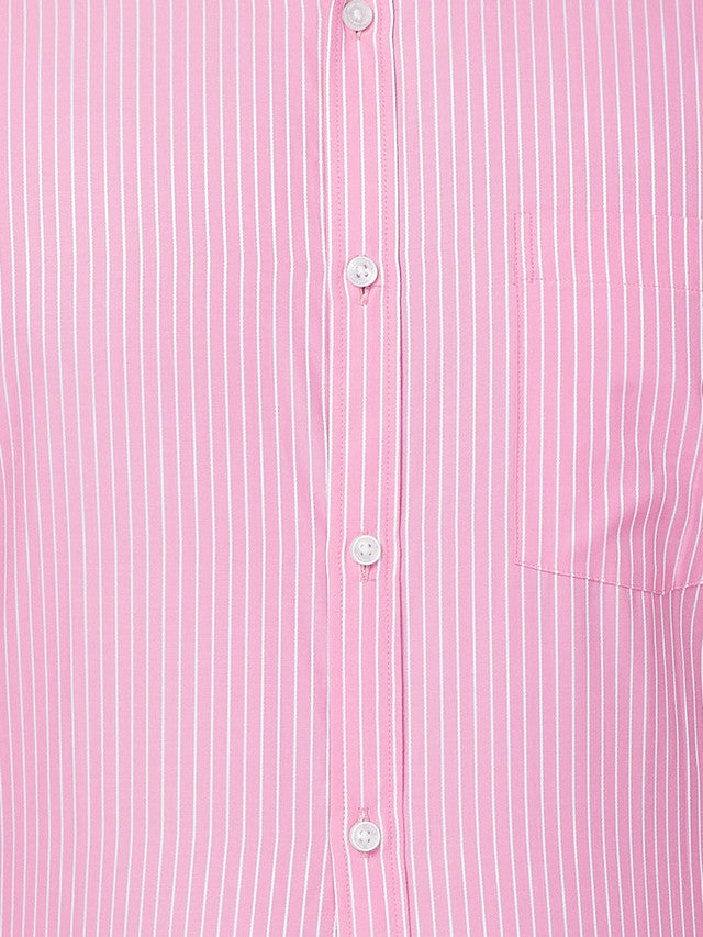 Park Avenue Men Pink Striped Slim Fit Polyester Blend Formal Shirt