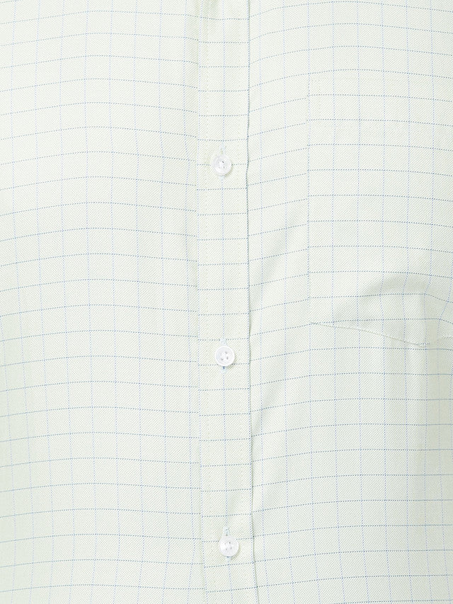 Park Avenue Green Checks Slim Fit Cotton Blend Formal Shirt