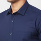 Park Avenue Blue Solid Slim Fit Cotton Blend Formal Shirt