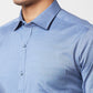 Park Avenue Men Blue Solid Slim Fit Full Sleeve Cut Away Collar Shirt