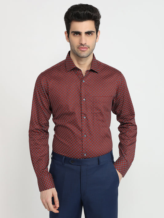 Park Avenue Maroon Formal Shirt