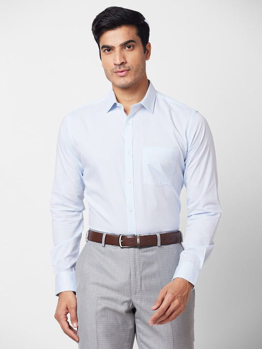 Park Avenue Blue Dobby Slim Fit Cotton Formal Shirt