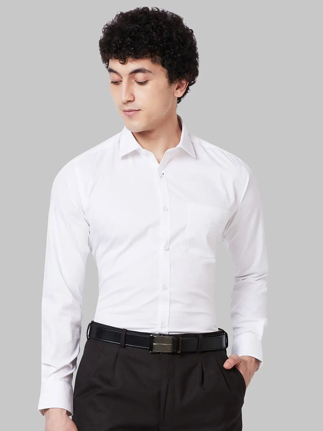 Men Black Slim Fit Solid Cotton Shirts