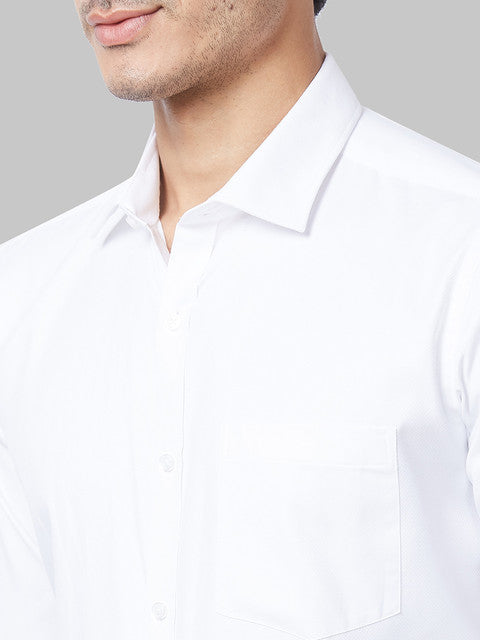 Park Avenue Men White Solid Slim Fit Cotton Blend Shirt