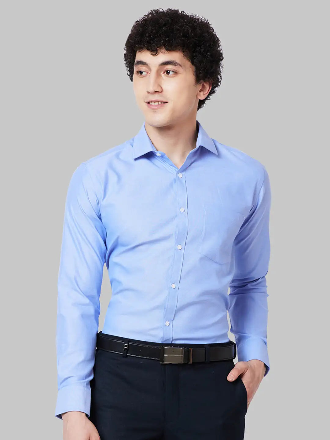 Men Grey Slim Fit Solid Cotton Blend Shirts