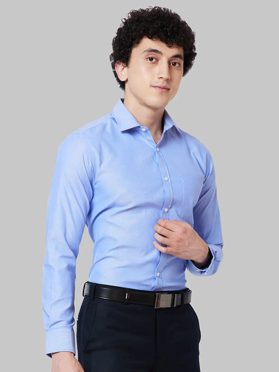 Men Grey Slim Fit Solid Cotton Blend Shirts