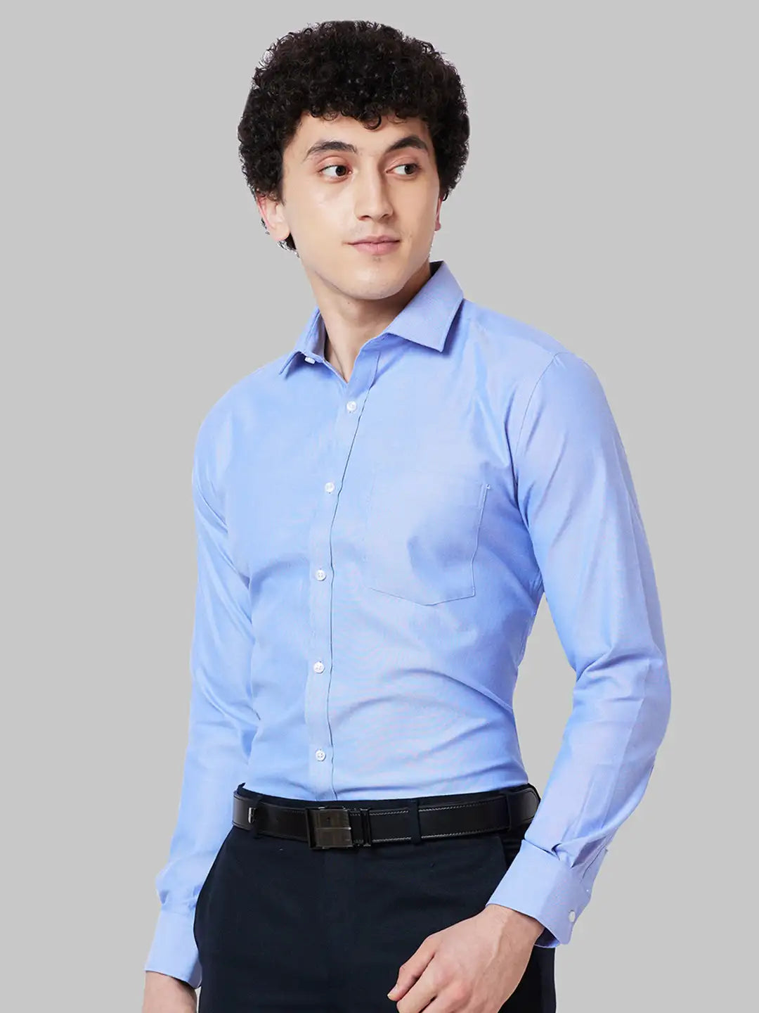 Men Grey Slim Fit Solid Cotton Blend Shirts