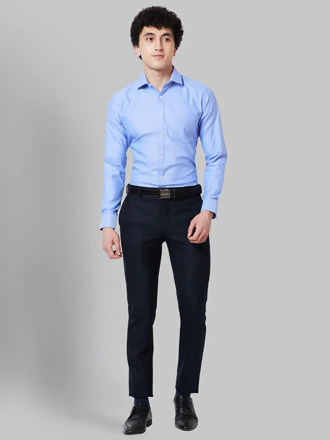 Men Grey Slim Fit Solid Cotton Blend Shirts
